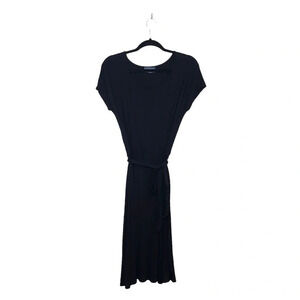 Modcloth Black Wrap Front Belted Knee Length Shift Dress Small Women’s